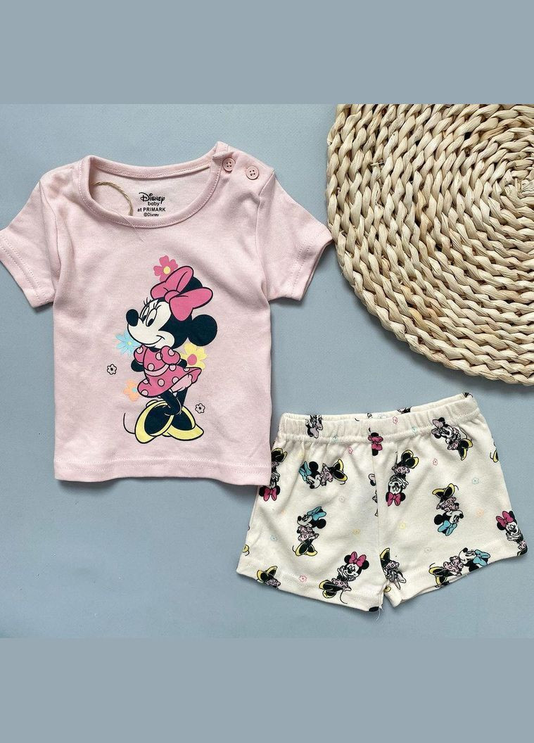 Рожевий літній костюм дитячий мінні маус 62 см (0-3 міс) рожевий, білий Primark