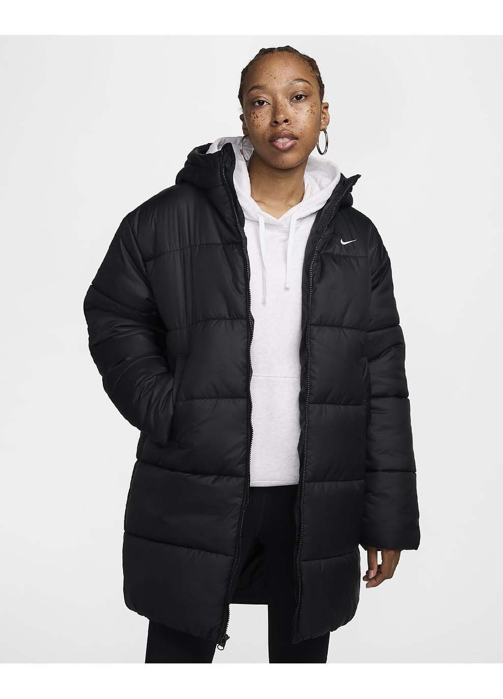 Черная демисезонная женская куртка w nsw tf snfl nk clsc prka черный Nike