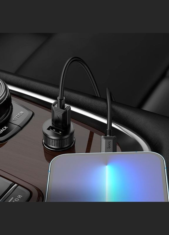 Адаптер автомобильный Lightning Cable Level dual port car charger Z49 комплект черный Hoco (277634614)