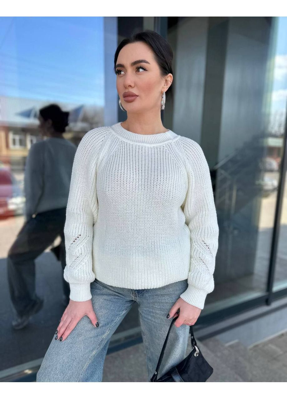 Молочний демісезонний светр в'язаний теплий LeVi