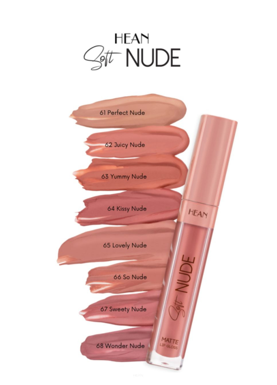 Матовый Блеск для губ Soft Nude Matte 61 Perfect Nude 6 мл Hean Lips (324625997)