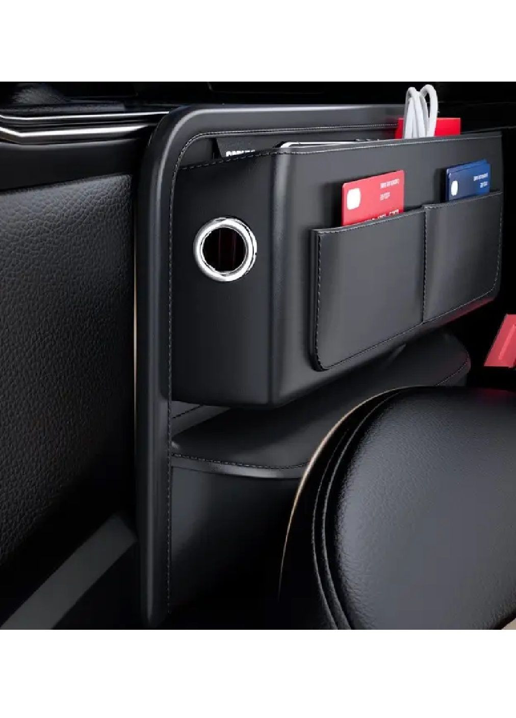 Органайзер бардачок між сидінь і консоллю машини автомобіля екошкіра з кишенями люверсами 30х20 см (479324-Prob) Unbranded (317202614)