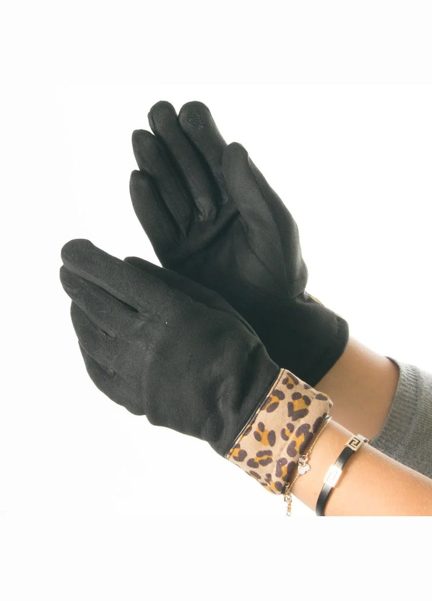 Женские перчатки из искусственной замши с леопардовым принтом M Калина (370143803)