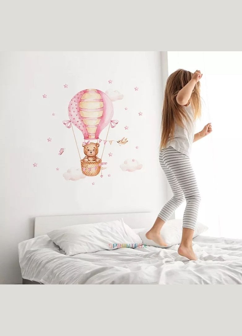Декоративные наклейки для детского сада Мишка на розовом воздушном шаре (лист 40 х 60 см) Б156-14-1 No Brand (302242856)