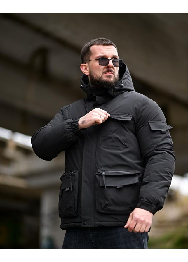 Черная зимняя городская зимняя мужская куртка satoshi No Brand