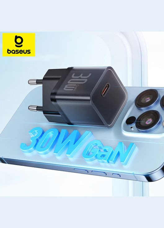 Мережевий зарядний пристрій GaN3 Fast Charger 30W Type-C Black Baseus (298426407)