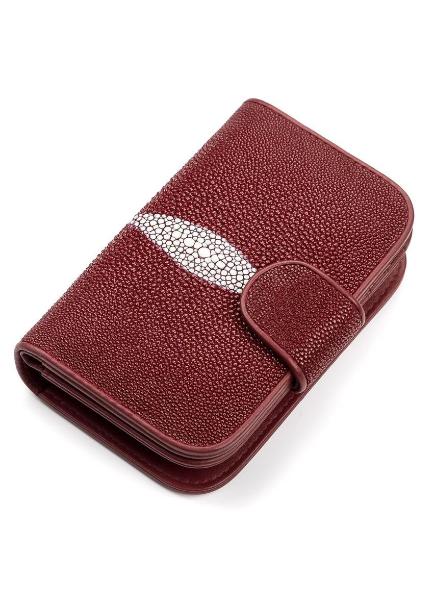 Жіночий гаманець зі шкіри морського ската з трьома бордовими відділеннями. Stingray Leather (352167597)