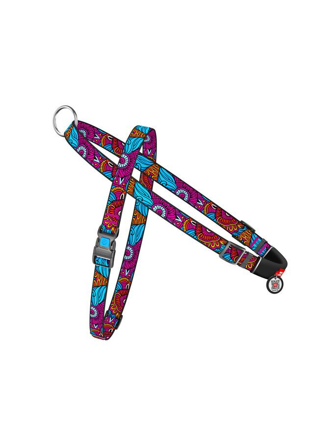 Шлея для собак быстросъемная WAUDOG Nylon с QR паспортом, рисунок "Лето", пластиковый фастекс, Ш 20 мм, А 45-65 см, В 55-80 см No Brand (363197190)