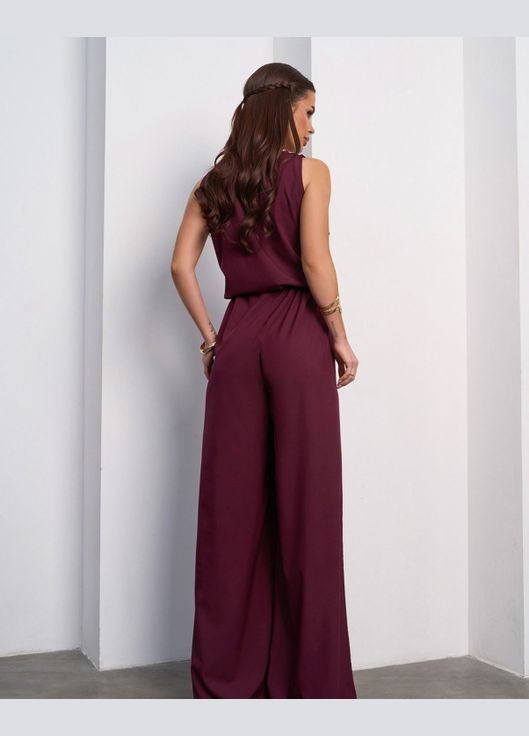 Комбинезоны ISSA PLUS 15110 комбинезон-брюки однотонный бордовый повседневный софт