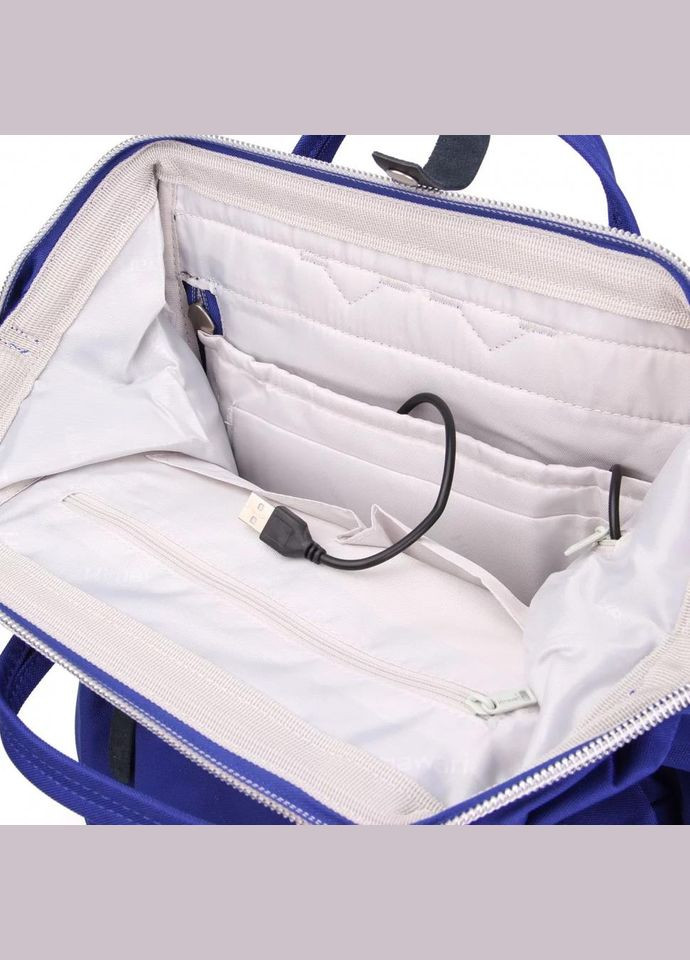 Рюкзак женский водостойкий текстиль 17л на 1 отделение размер 28×40×17 см 1881-33 USB синий Himawari (314808803)