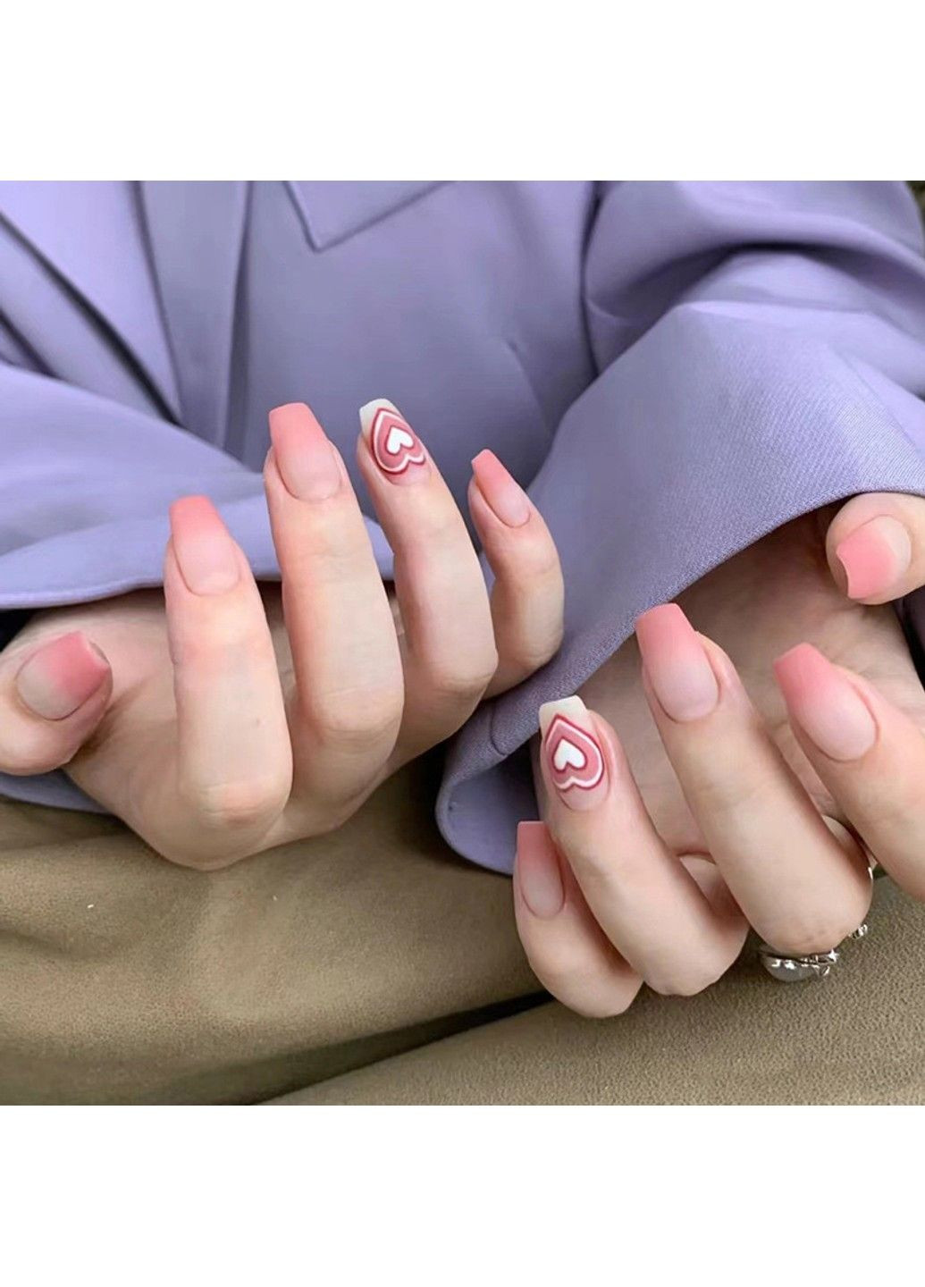 Накладные ногти с клеем Розовый 24 шт (A9957) Nails (308864079)