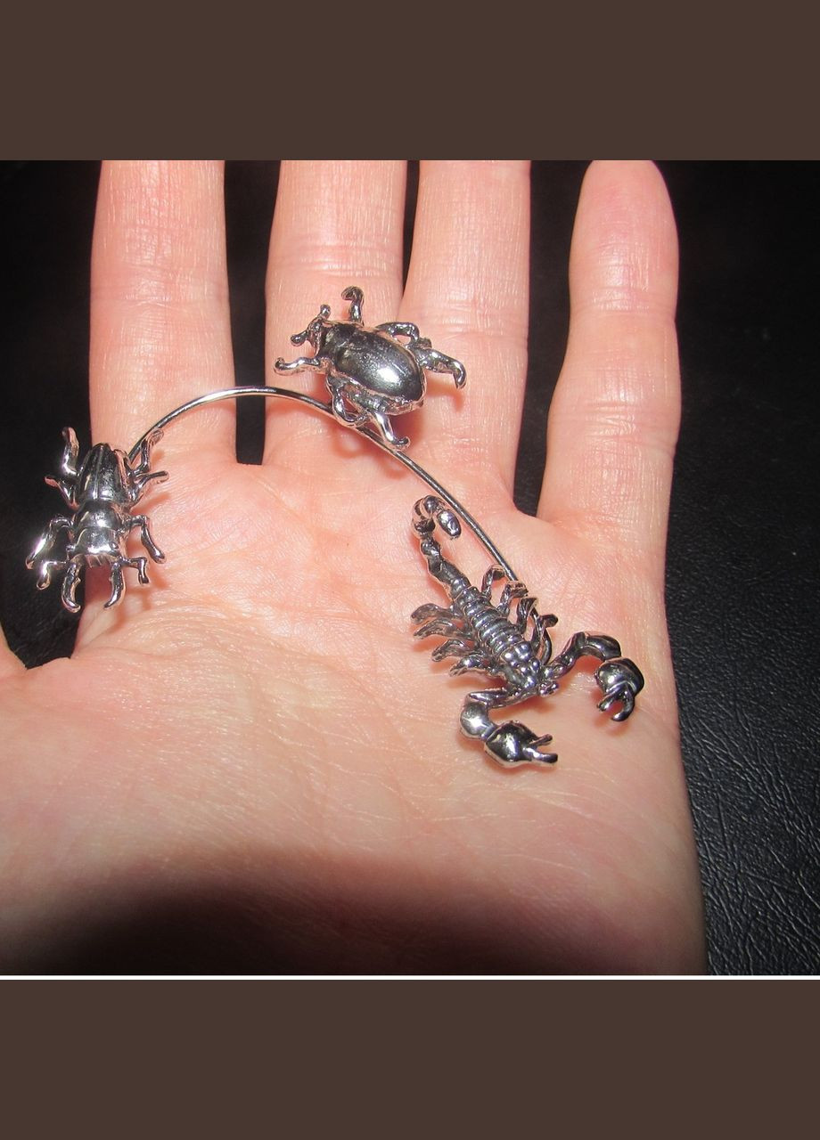 Срібляста каффа комахи жуки скорпіон ліва, 5591 Fashion Jewelry (338431368)