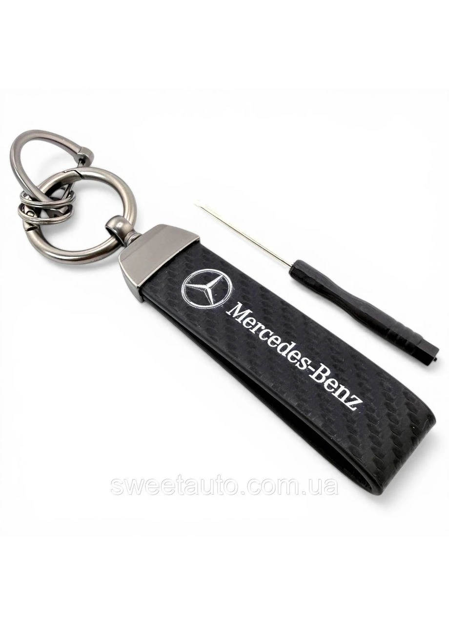 Брелок для ключей с логотипом авто Мерседес Mercedes (металл + карбон) No Brand (389933490)