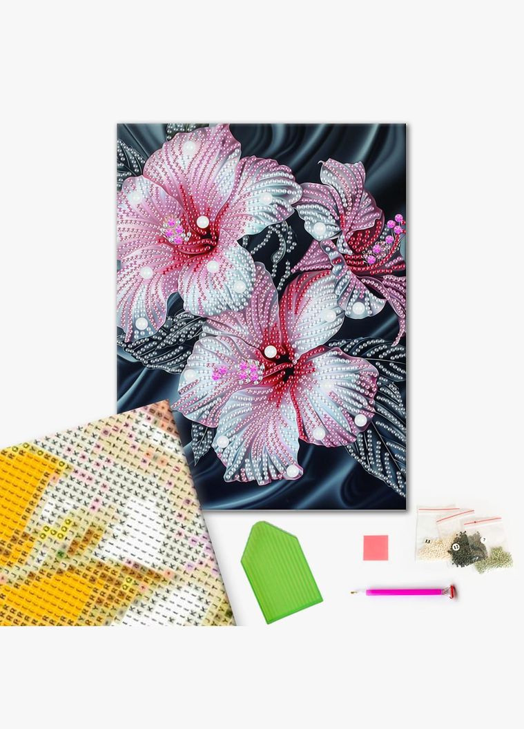 Алмазная мозаика Розовый гибискус 25 х 25 BH006 Brushme (348359701)