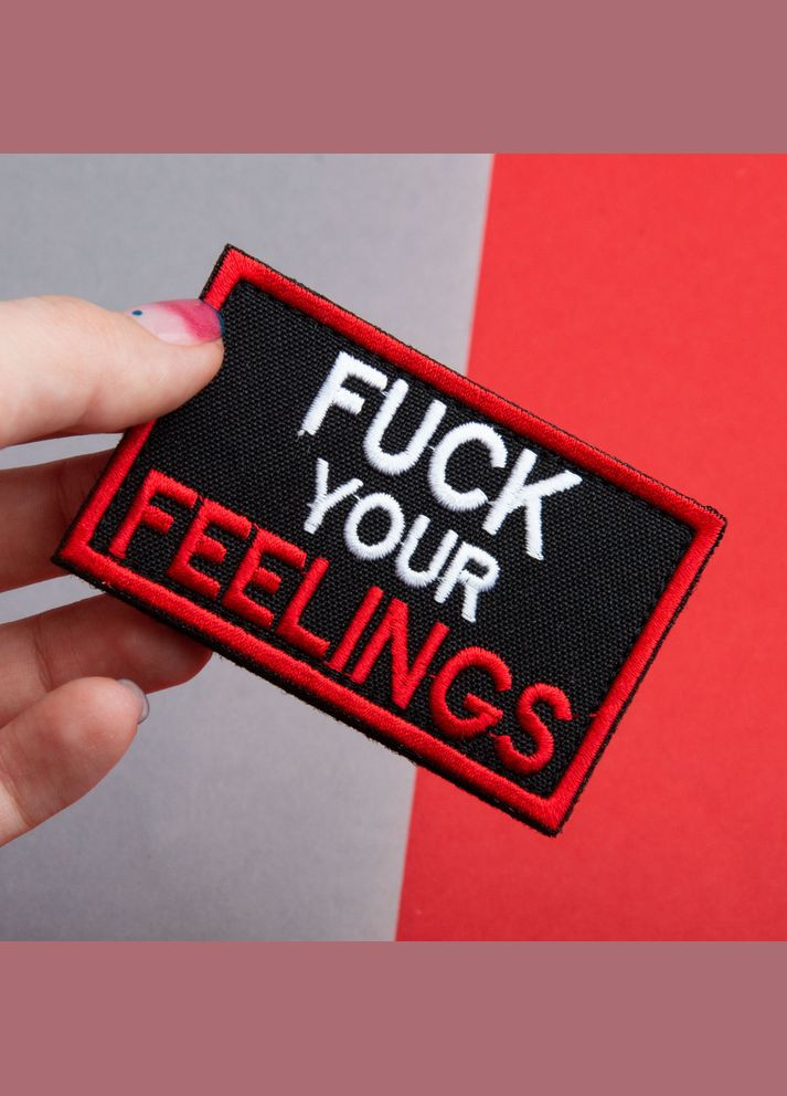 Набір шевронів 2 шт. з липучкою Fuck Your Feelings 5х8 см червоний, вишита патч нашивка, шеврон IDEIA (316592128)