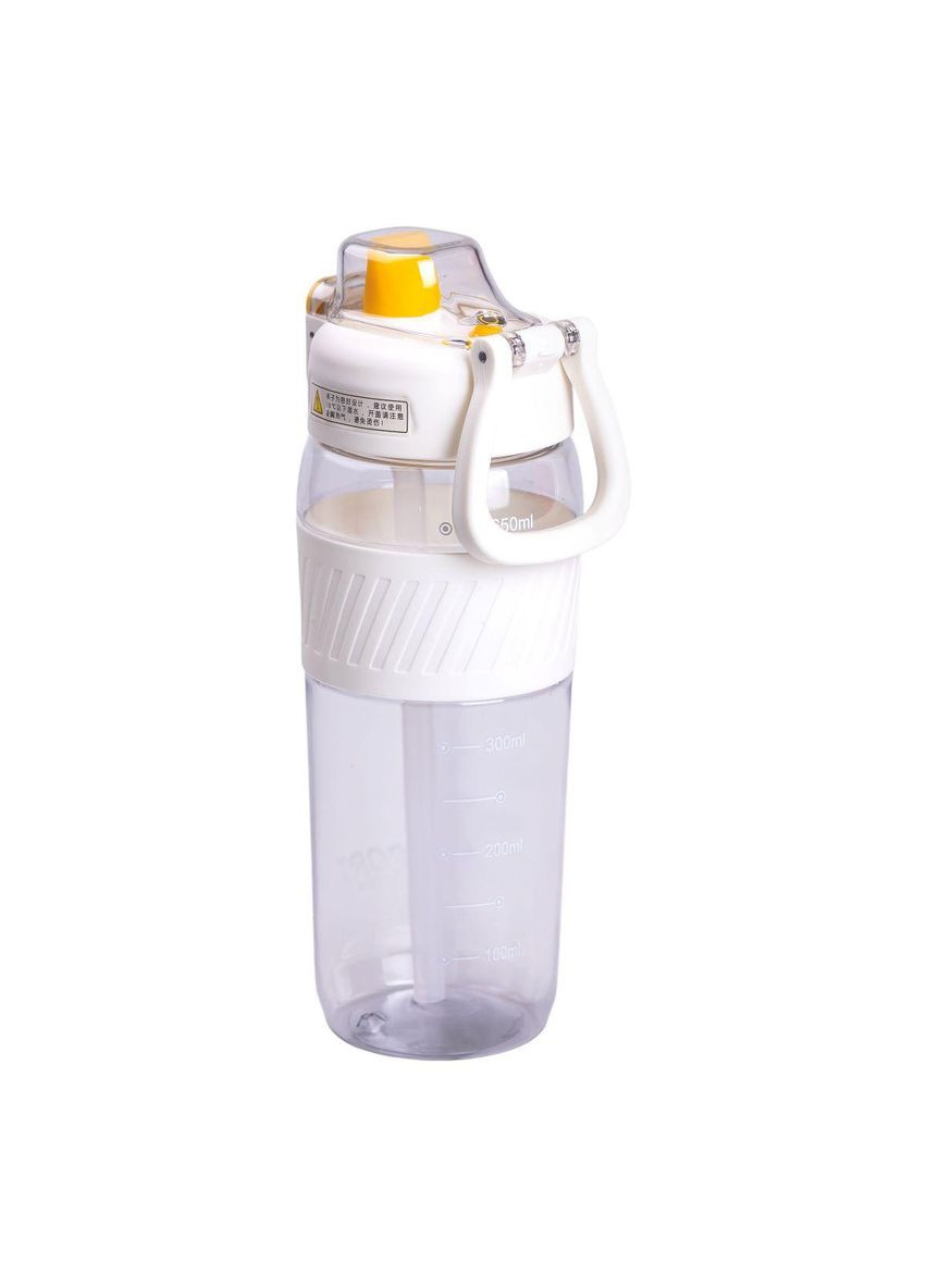 Пляшка для води 600 мл пляшка в школу для тренувань із трубочкою та ручкою 22 см Біла HP-14-42W Yiwu (370974859)