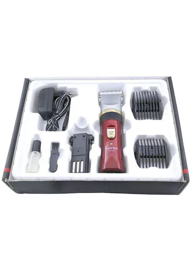 Акумуляторна машинка для стрижки 1000 мАг 3 Вт з насадками червона (2390000055) Geemy GM-550 (351363105)