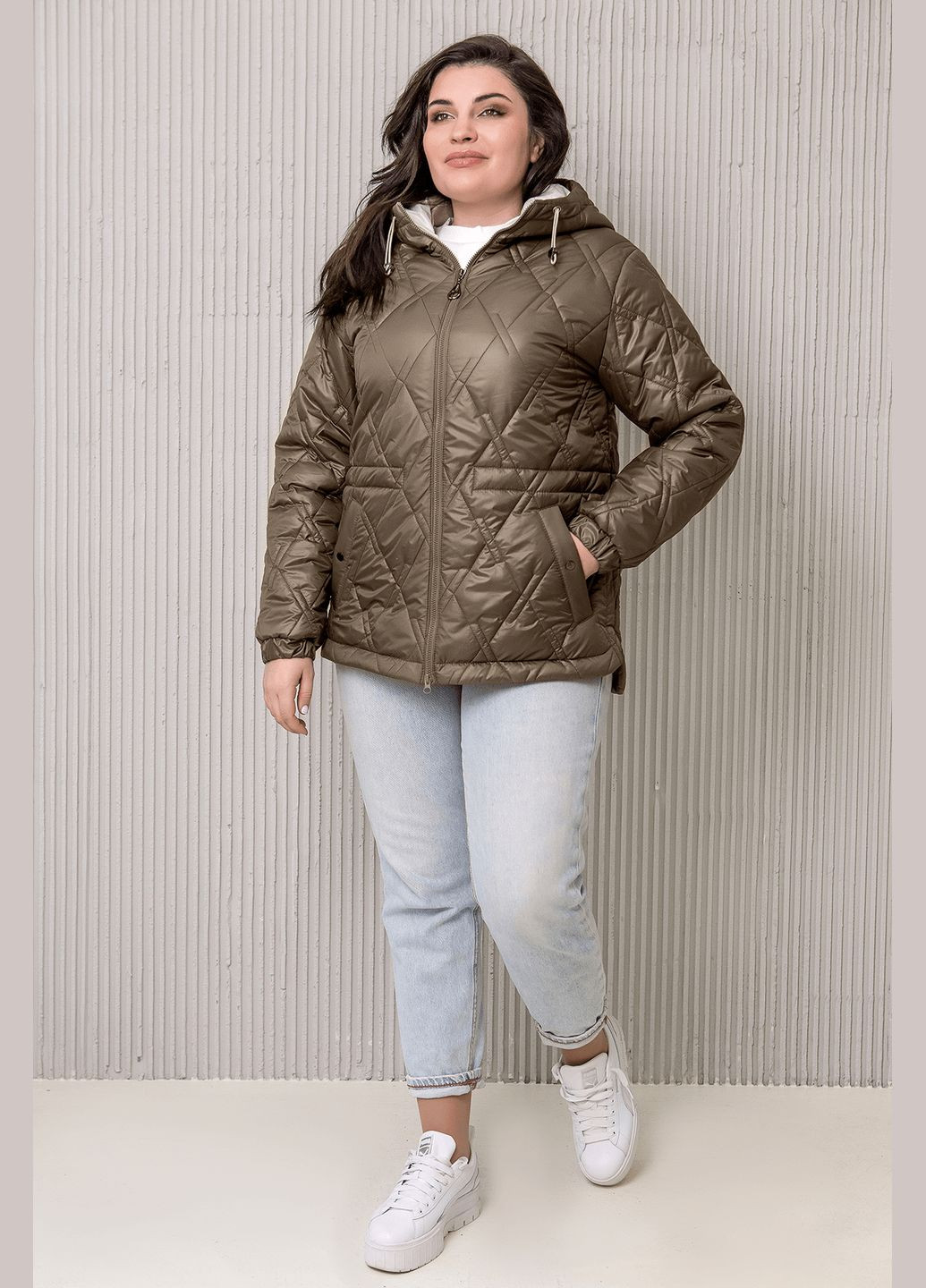 Коричневая демисезонная куртка elina (01197-brown44) MioRichi