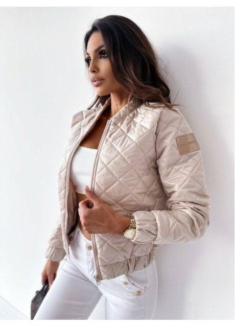 Бежевая зимняя 🧥 стильная демисезонная куртка uplander DK/DL Мода без кордонів