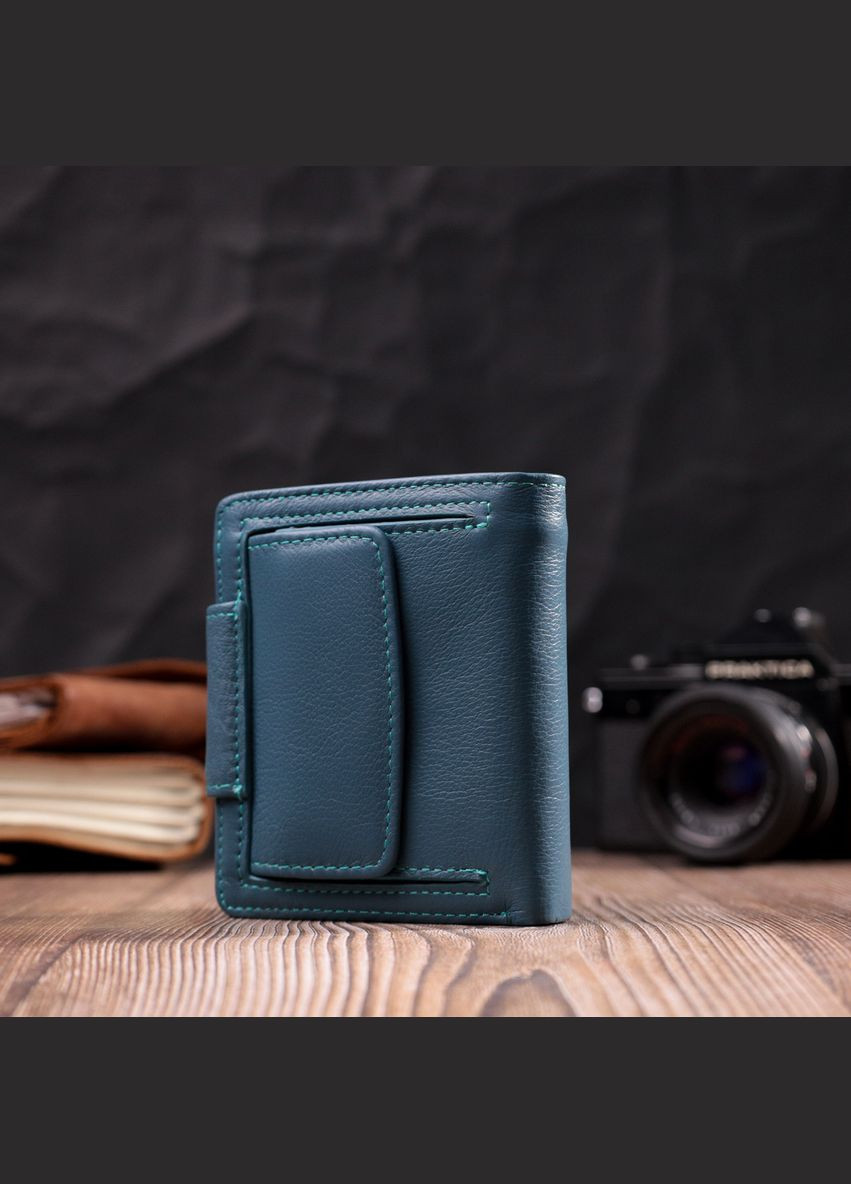 Гаманець жіночий Шкіряний з монетницею зовні 19457 Бірюзовий st leather (306881407)