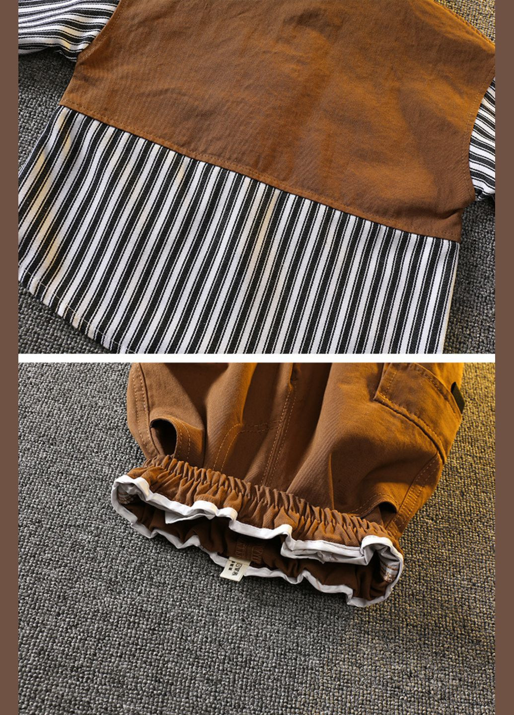 Коричневый демисезонный детский костюм для мальчика коричневая рубашка и брюки с рубашкой, брючный HONE BABY 2024-2025