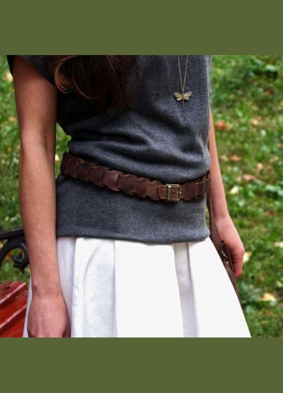 Женский бохо-ремень кожаный темно-коричневый Crazy Horse BlankNote (302972350)