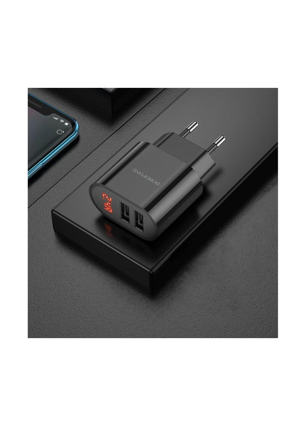 Зарядное устройство BA63A 2 USB с черным дисплеем Borofone (293346400)