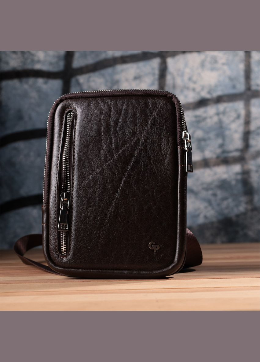 Чоловіча прямокутна сумка бананка з гладкої натуральної шкіри 22880 Grande Pelle (331907121)