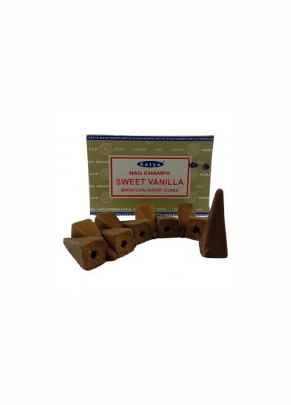 Конусы ( ) Backflow Cones дым стелется 10 конусов в упаковке Sweet Vanilla (Сладкая Ваниль) Satya (317308950)