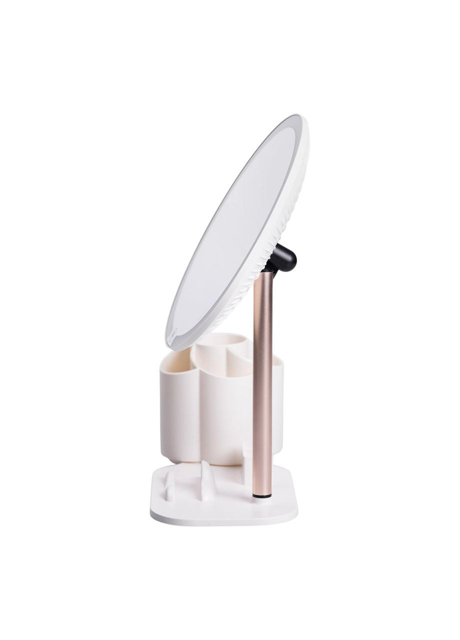 Зеркало для макияжа с подсветкой круглое настольное O21 см белое для женщин и визажистов. ProDobro (364190431)