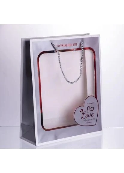 Набор подарочных пакетов из бумаги Love с окошком 12 шт 26×10×32 см HP-10359-18 Yiwu (391025777)