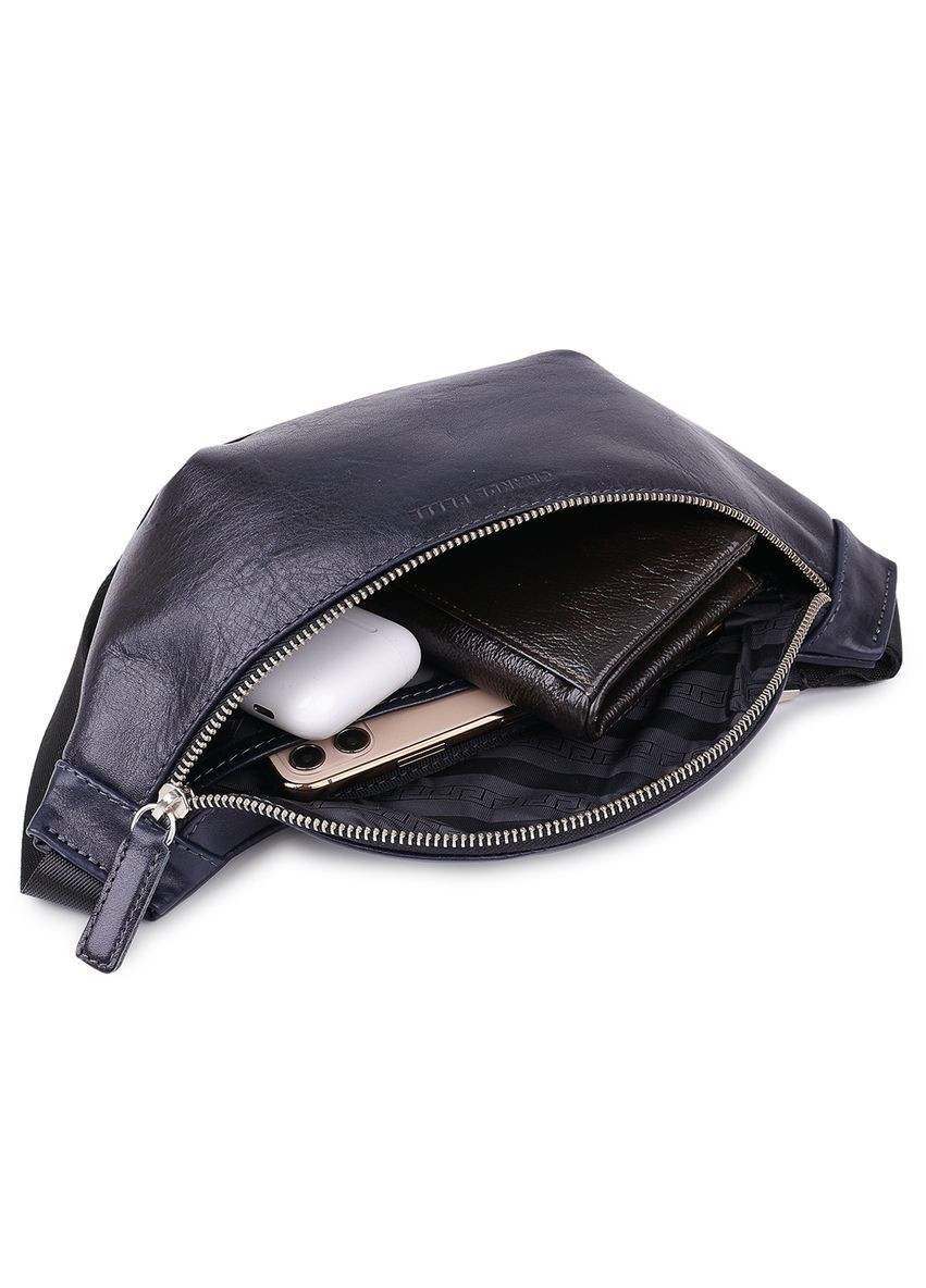 Сумка через плечо бананка женская на пояс кожаная 11569 Синий Grande Pelle (302007924)