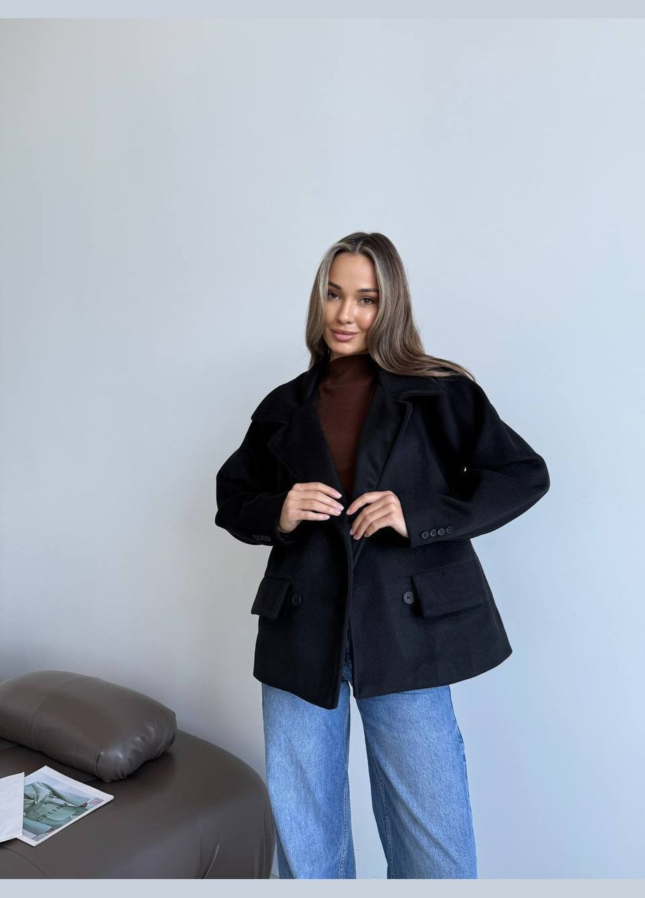 Черное демисезонное Женское укороченное черное пальто короткое пальто No Brand