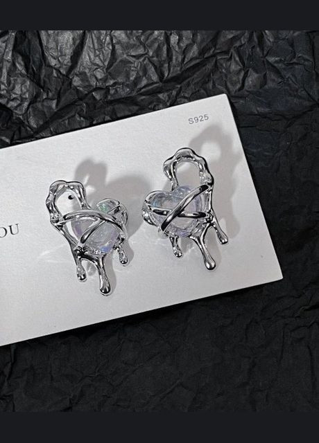 Серьги сердца в каплях с кристаллами, 5250 Fashion Jewelry (338431220)