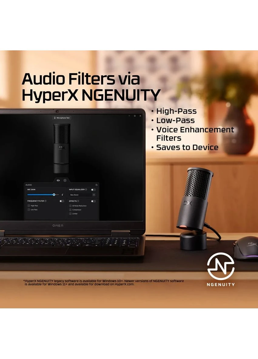 Мікрофон геймінговий SoloCast 2, Omni, USB-A, 2м, NGenuity, чорний HyperX (393445499)
