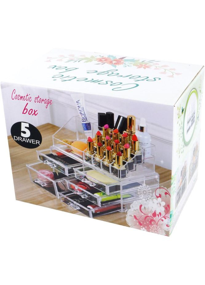 Органайзер-стойка для косметики с 5 ящичками Прозрачный 23х14х18 см Supretto (341355866)
