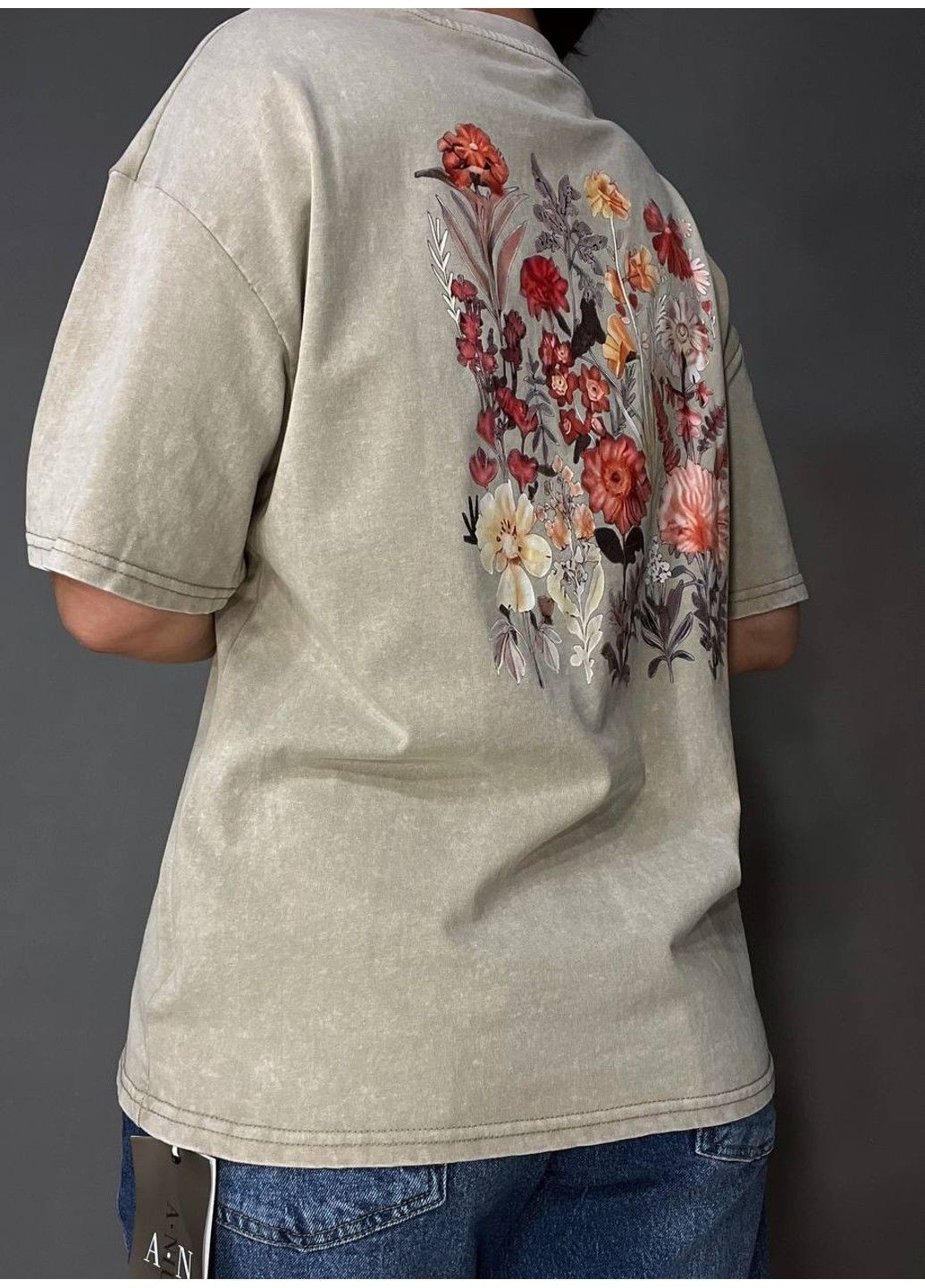 Футболка жіноча A-N 27005 тай-дай варена з квітковим принтом на спині No Brand - (335759115)