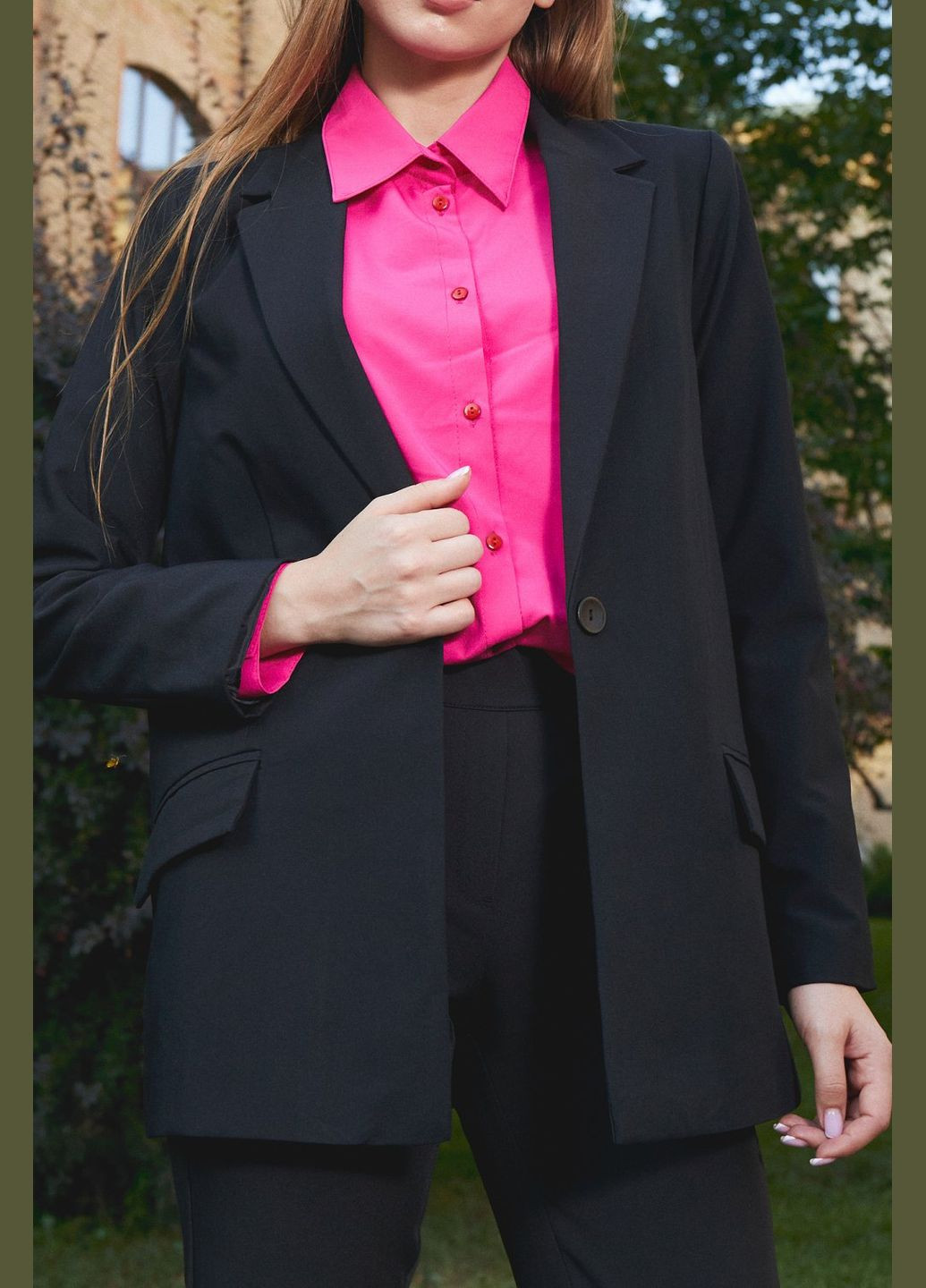 Черный женский женский жакет оверсайз из костюмной ткани (ll171020390) LadyLike - всесезон