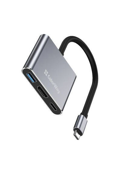Концентратор (CW-HUB08) Colorway USB-C 3-in-1 USB 3.0 + HDMI 4K + USB-C PD100W (366691267)