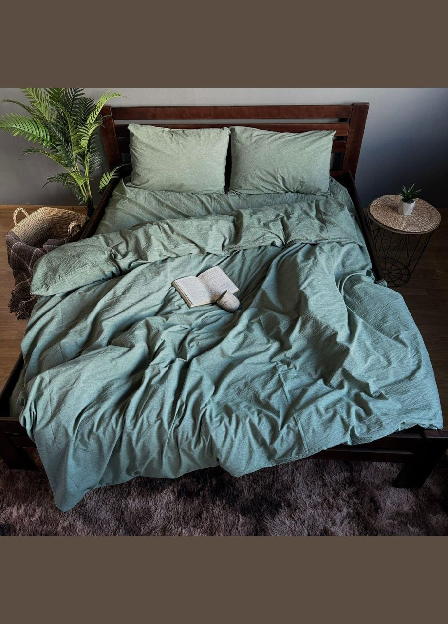 Постельное белье Washed Cotton Однотонный Двуспальный 180 x 220 Вареный хлопок Оливкова 50 х 70 No Brand (307361397)