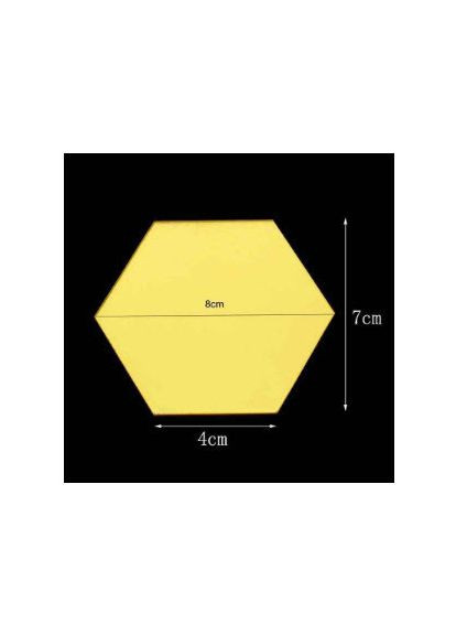 Дзеркальні наклейки шестикутні пластикові Золоті 6,8 х 7,8 х 4 см 6 шт набір Б239 No Brand (302242262)