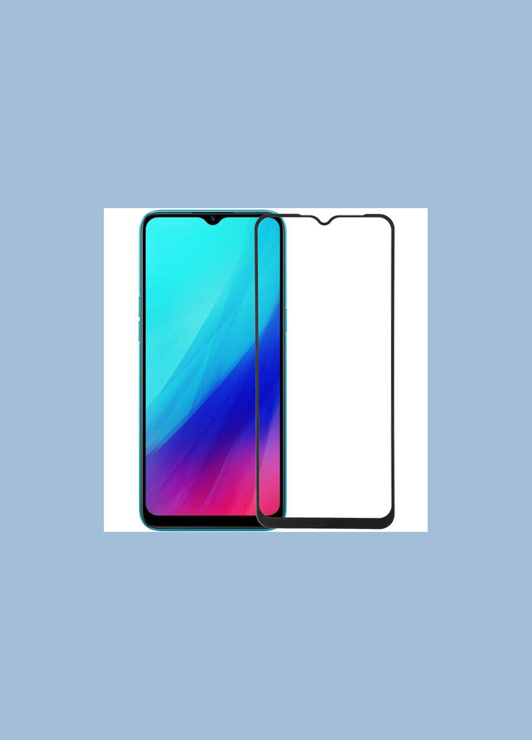Захисне скло для Realme C3, Realme C3i Full Glue (0.3 мм, 2.5D) з чорною рамкою Walker (325423311)