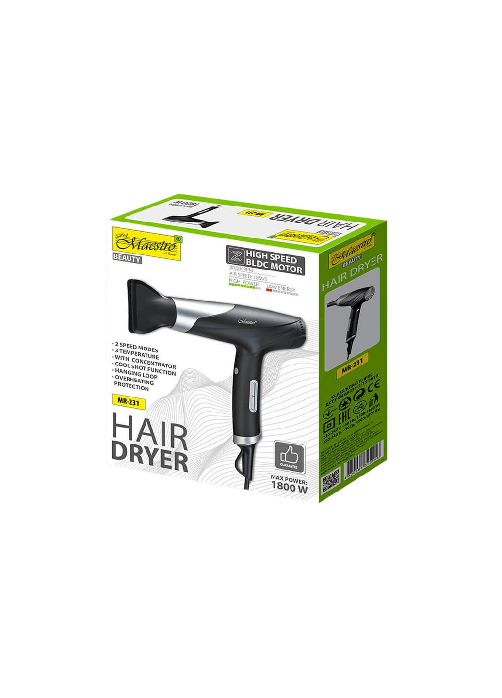 Фен 1800Вт BLDC (MR-231) Maestro (372691865)