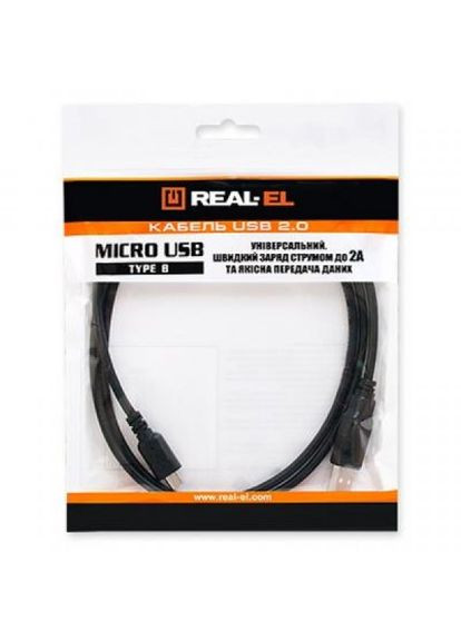 Дата кабель (EL123500025) Real-El usb 2.0 am to micro 5p 2.0m pro black (268143055)