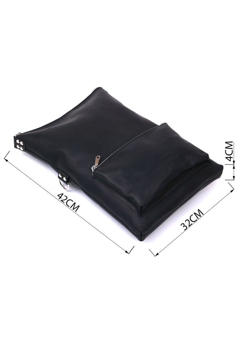 Стильна жіноча сумка з натуральної шкіри з кишенею на блискавці чорна (sku_16338) No Brand (329853225)