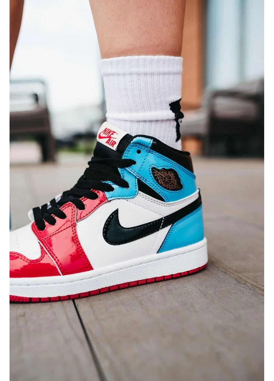 КРОСІВКИ ЖІНОЧІ NIKE AIR JORDAN 1 RETRO HIGH BLUE RED WHITE 2 НАЙК АІР ДЖОРДАН БІЛІ No Brand білі демісезони (391051232)