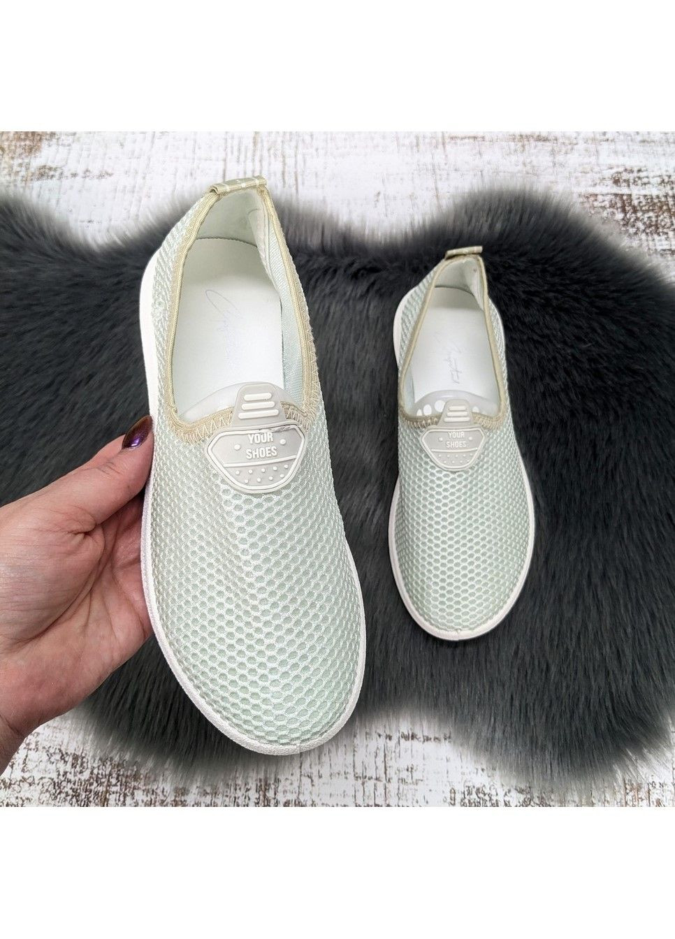 Мятные мокасины женские летние текстильные сетка Crystal