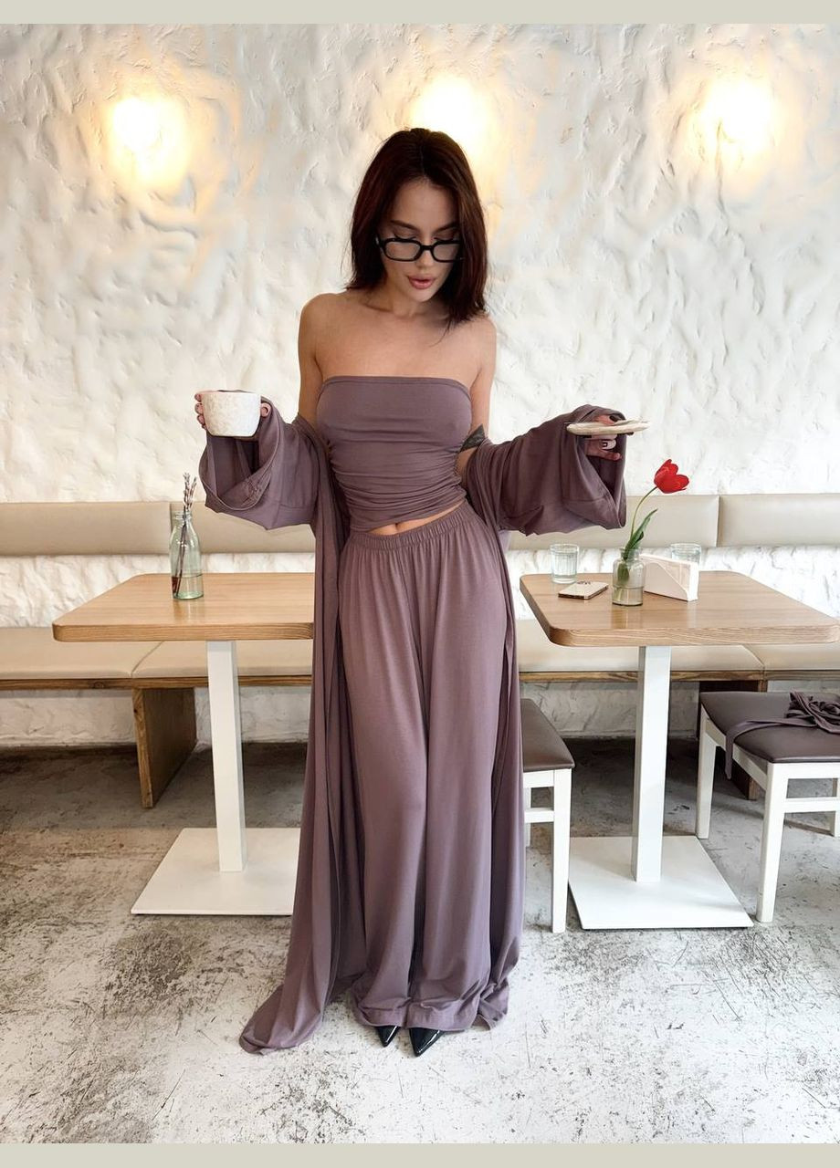 Жіночий костюм трійка кардиган, топ та палаццо MonCher (332955686)