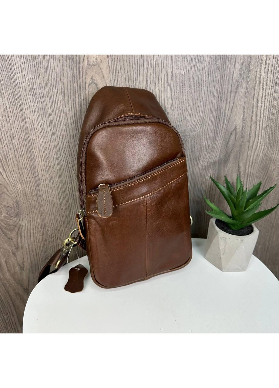 Чоловіча шкіряна сумка з натуральної шкіри коричнева ProDobro (363135962)