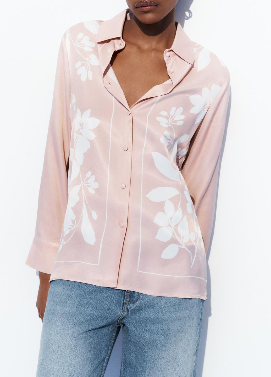 Розовая праздничный рубашка с цветами Zara